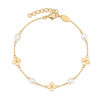 Clover and Pearl forgyldt sølv armbånd, fra Christina Jewelry & Watches
